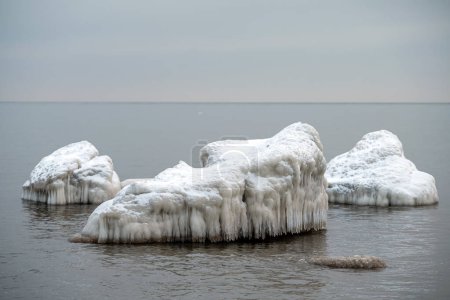 Frozen ice on the sea. Winter landscape. Baltic sea.