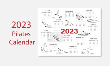 Téléchargez les illustrations : Calendrier Pilates pour 2023 - en licence libre de droit