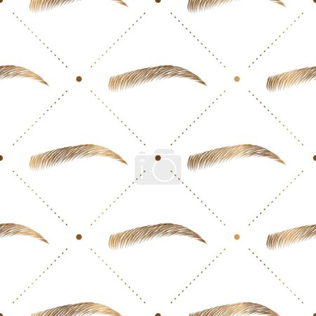 Illustration for Vector seamless pattern with woman gold eyebrow - Royalty Free Image