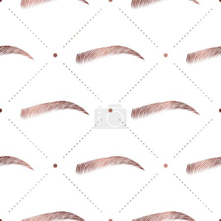 Illustration for Vector seamless pattern with woman rose gold eyebrow - Royalty Free Image