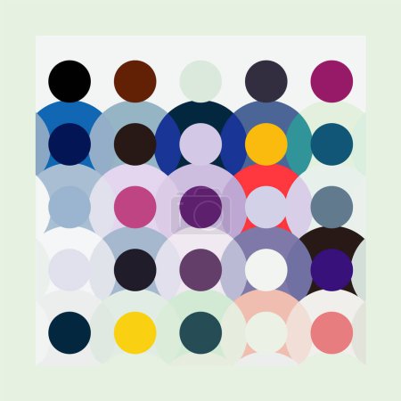 Photo for Vector art, diverse crowd abstract pattern, society, community concept. Multicultural human silhouettes symbolize the right to be different and the inclusivity of gatherings. People group background - Royalty Free Image
