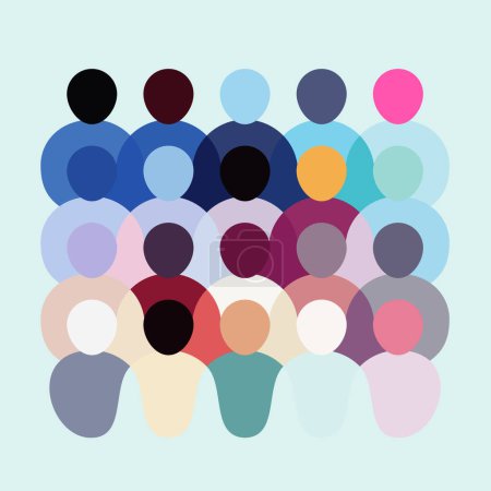 Illustration for Vector illustration. Diverse crowd of people, abstract pattern. community, society, different personalities and cultures make up a population. Multicultural nature, right to be different concept. - Royalty Free Image