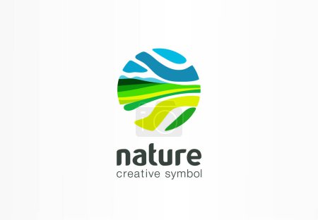 Photo for Nature creative symbol. Field bio plantation, eco green farm concept. Earth, health care abstract business logo. Fresh organic food, agriculture circle icon. Company logotype, brand, graphic design - Royalty Free Image