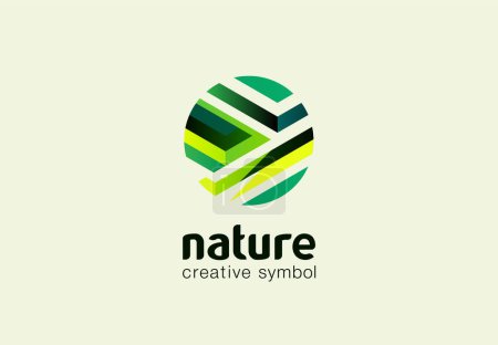 Photo for Nature care creative symbol. Field bio plantation, green eco farm concept. Herbal, health, earth abstract business logo. Fresh organic food, agriculture circle icon. Geometric design company logotype - Royalty Free Image