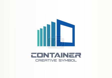 Photo for Logistics service creative icon. Container abstract symbol. Logo template. Box storage, distribution, cargo delivery concept. Export, import, warehouse business, transport design element. Vector line - Royalty Free Image