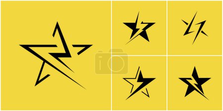 Photo for Thunder Star Logo set. Flash abstract design vector template. Fast Speed, Energy, Leader logotype concept . Logotype idea. Thunderbolt abstract symbol for business company. design element. Power icon - Royalty Free Image
