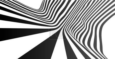 Photo for 3D black white lines, perspective, digital abstract elements vector background. Linear striped illustration, op art, road to horizon dynamic wallpaper. Big data, internet, network connection concept - Royalty Free Image