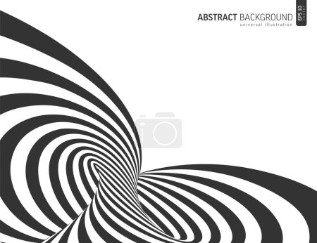 Photo for 3D black white lines, perspective loop, digital abstract swirl vector background. Linear infinity illustration, op art, optical illusion dynamic wallpaper. Tunnel, internet, network connection concept - Royalty Free Image