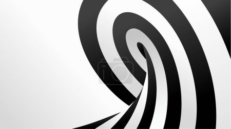 Photo for Abstract black and white striped 3d wave. Vector optical illusion. Ocean, sea art pattern. Linear op art dynamic wallpaper. Storm backdrop illustration. Perspective lines loop, swirl, tunnel concept - Royalty Free Image