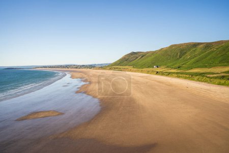 Photo for Rhossili Bay beach, Gower Peninsula, Swansea, South Wales, United Kingdom. - Royalty Free Image