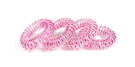 spiral rubber band. elastic hair tie on white background.