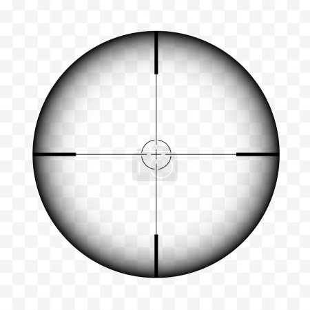 Ilustración realista de la mira circular del rifle de francotirador con punto de mira sobre fondo transparente - vector