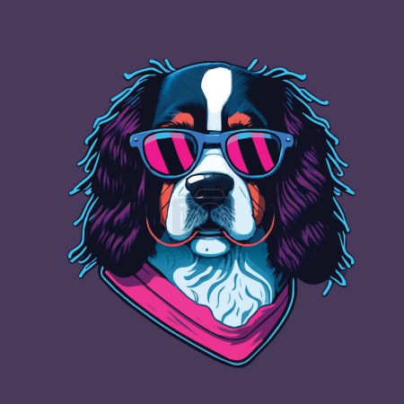 Illustration for Vector Logo Illustration Cool Dog Mascot Cartoon Style - Royalty Free Image