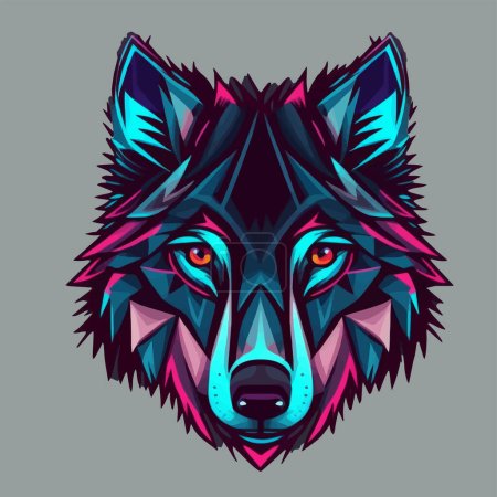 Illustration for Wolf Face Illustration Logo Design for Poster, Banner, Mascot - Royalty Free Image