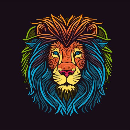 Téléchargez les illustrations : Illustration de logo de visage de tête de lion pour l'icône ou la mascotte - en licence libre de droit