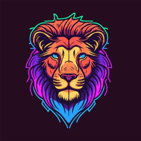 Illustration de logo de visage de tête de lion pour l'icône ou la mascotte