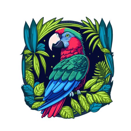 Illustration for Colorful macaw parrot head visual identity vector illustration, Cockatoo bird Mascot on the Jungle Badge - Royalty Free Image