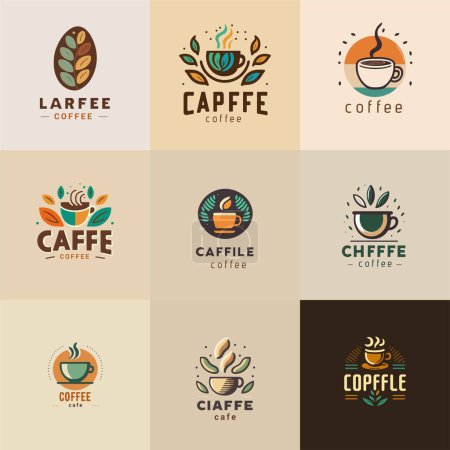 Illustration for Set of Coffee shop logo set. Vector design illustrator elements, business signs, logos, identity, labels, badges - Royalty Free Image