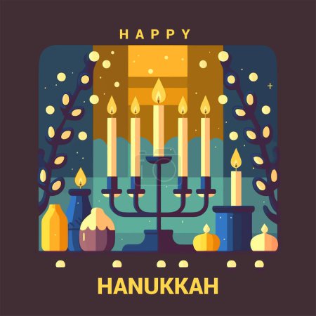 Téléchargez les illustrations : Carte de vœux Hanoukka. Amour et Lumière pour les cartes de vacances juives Hanoukka - en licence libre de droit