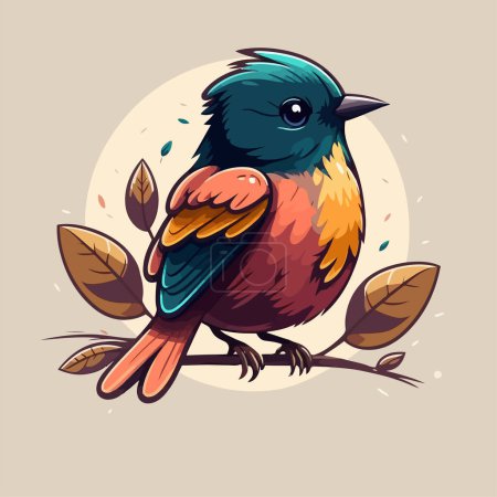 illustration of cute little bird in cartoon style. animal vector illustration for logo icon or mascot
