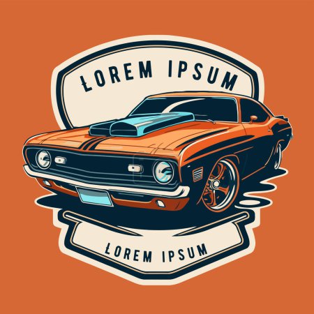 classic custom muscle car in retro style vector illustration, for logo, icon, t-shirt prints, posters and template design