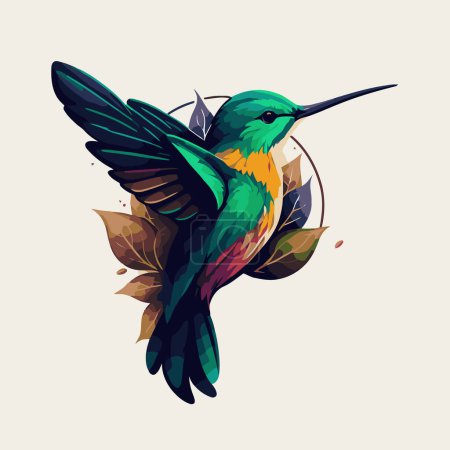Illustration for Flaying hummingbird Bird logo Colorful vector Style illustration, colibri bird icon logo - Royalty Free Image