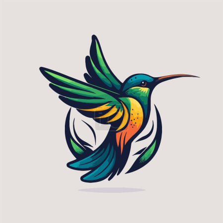 Téléchargez les illustrations : Flaying hummingbird Bird logo Colorful vector Style illustration, colibri bird icon logo - en licence libre de droit
