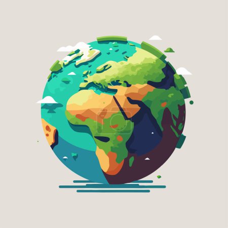 Illustration for Illustration of save planet earth globe Low poly design illustration, mother green nature icon logo in flat color vector style - Royalty Free Image