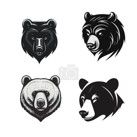 Ilustración de Simple bear head logo in silhouette vector logo design template for branding - Imagen libre de derechos