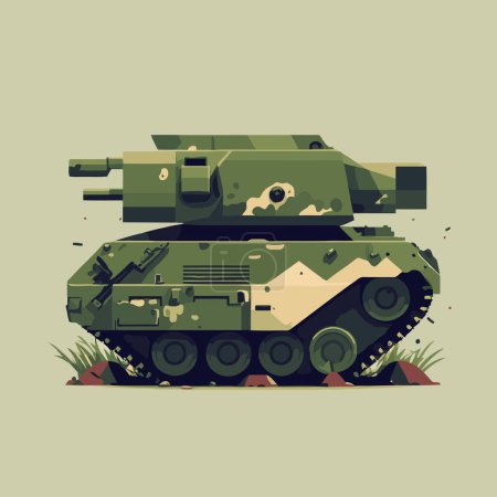 Téléchargez les illustrations : Large tank military army Vector icon cartoon vector flat color illustration for banner poster design template - en licence libre de droit