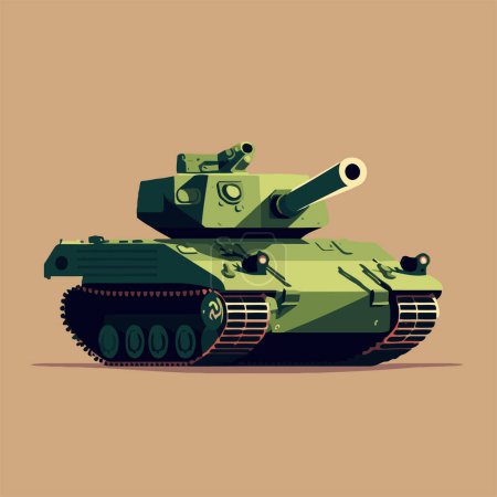 Téléchargez les illustrations : Large tank military army Vector icon cartoon vector flat color illustration for banner poster design template - en licence libre de droit