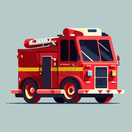 Illustration for Fire engine or Fire truck vector flat color cartoon illustration - Royalty Free Image