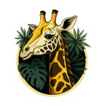 illustration of giraffe logo animal character logo mascot flat color vector cartoon design template