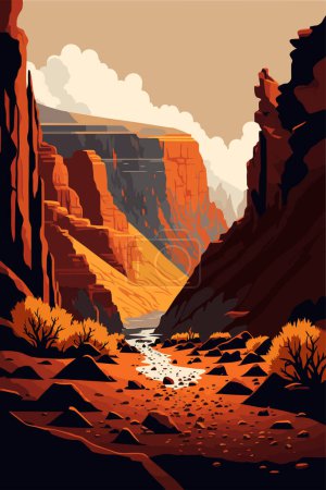 Illustration for Vector illustration landscape view grand canyon Monument Valley, Arizona - Royalty Free Image
