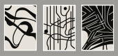 Set of abstract creative backgrounds in black and white. Vector illustration. Flat color style Poster #646195198