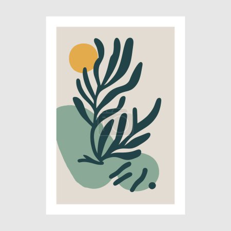 Illustration for Matisse style illustration Botanical wall art vector. Minimalist botanical wall art print. poster art decoration - Royalty Free Image