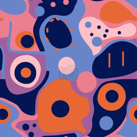 Illustration for Seamless pattern with abstract shapes. Vector illustration. Colorful background. fabric design - Royalty Free Image