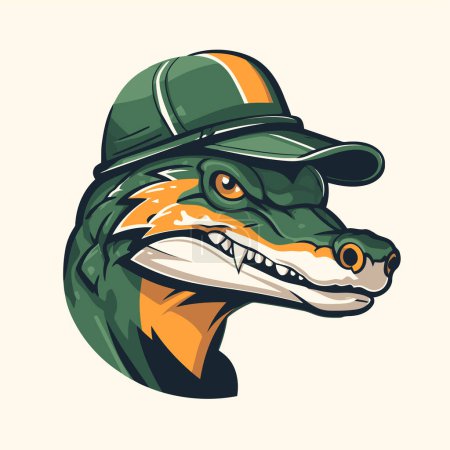 Illustration for Vector illustration of a crocodile head in baseball cap and visor. Logo Mascot - Royalty Free Image