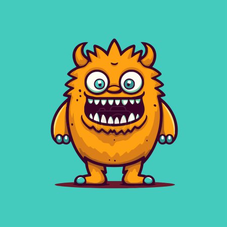 Funny cartoon monster. Vector illustration of monster. Halloween character. Cute alien