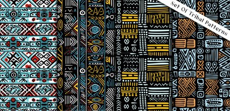 Illustration for Ethnic seamless pattern. Tribal motifs. Aztec, mexican, navajo, african motifs. Textile rapport. - Royalty Free Image