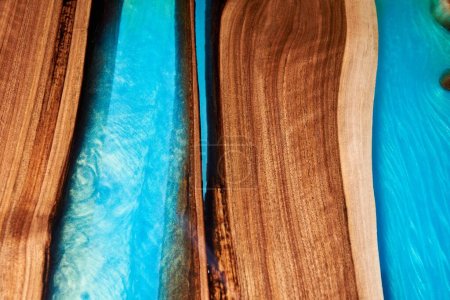 Foto de Textura de una mesa de madera con primer plano de resina epoxi - Imagen libre de derechos