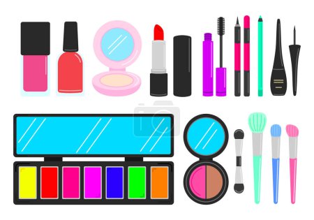 Illustration for Bright face cosmetics, vector illustration. - Royalty Free Image