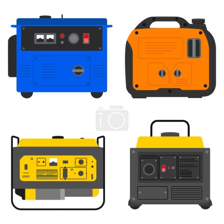 Ilustración de Set with various generators, vector illustration. - Imagen libre de derechos