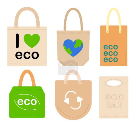 Téléchargez les illustrations : Set of bags with bag and shopping icons - en licence libre de droit
