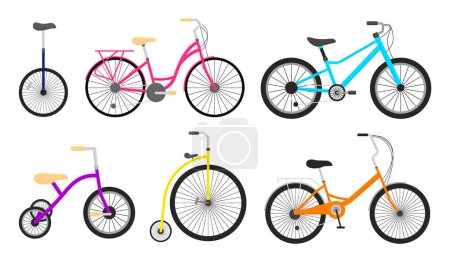 Illustration for Variation of bright bikes, vector illustration - Royalty Free Image