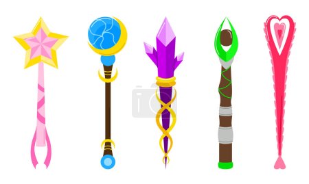 Illustration for Various and bright magic wands, vector illustration - Royalty Free Image