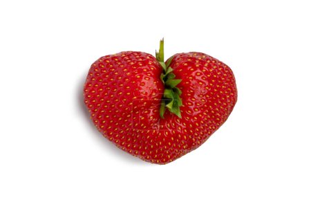 Photo for Ugly strawberry in the shape of a heart. Funny, ugly vegetables. - Royalty Free Image