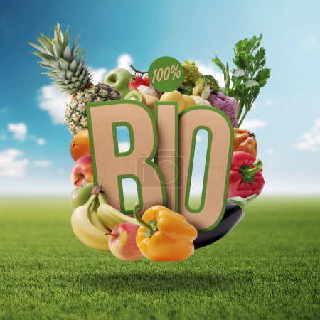 Téléchargez les photos : Signe promotionnel de légumes frais biologiques, concept de saine alimentation - en image libre de droit