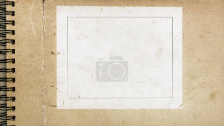 Foto de Cubierta de cuaderno retro con papel texturizado y etiqueta blanca, fondo vintage - Imagen libre de derechos