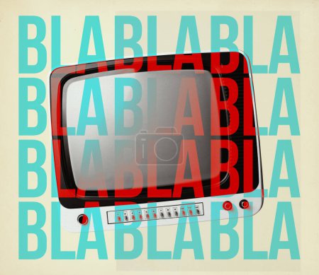 Téléchargez les photos : Vintage TV diffusion d'émissions ennuyeuses et bavardage inutile - en image libre de droit